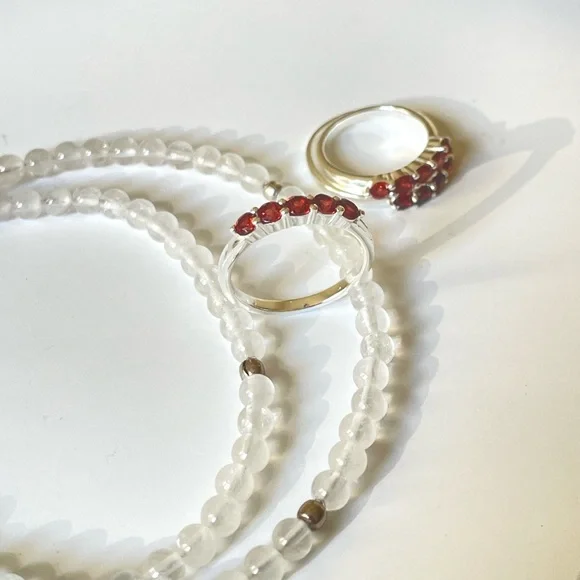 925 Sterling Silver Natural Garnet Band “Vibes” Sizes available US: 9 - Picture 11 of 17